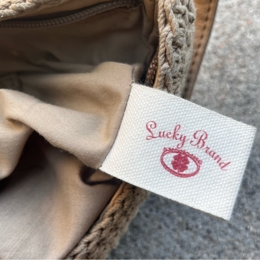 Lucky Brand Hobo‎ Bag Natural Cotton Slouchy Hippie Purse Tassel Indie Satchel - Picture 7 of 12